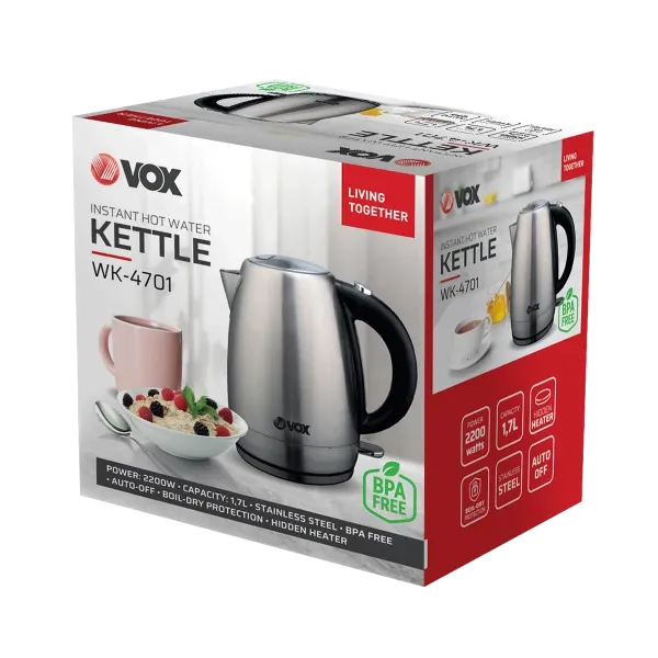 Kuvalo za vodu Vox WK 4701/1.7L/2200W/inox Slika 2