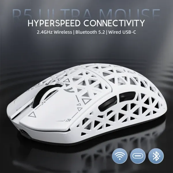 Bežični gaming miš Attack Shark R5Ultra PAW3950MAX/Carbon Fiber/Superlight/8KHz/Omron Switches/White Slika 4