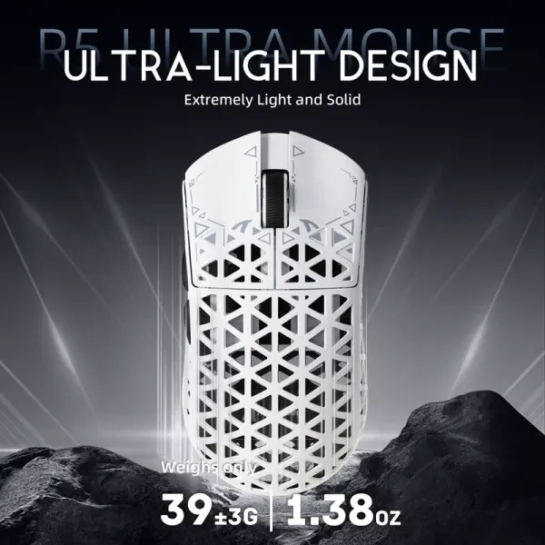 Bežični gaming miš Attack Shark R5Ultra PAW3950MAX/Carbon Fiber/Superlight/8KHz/Omron Switches/White Slika 2