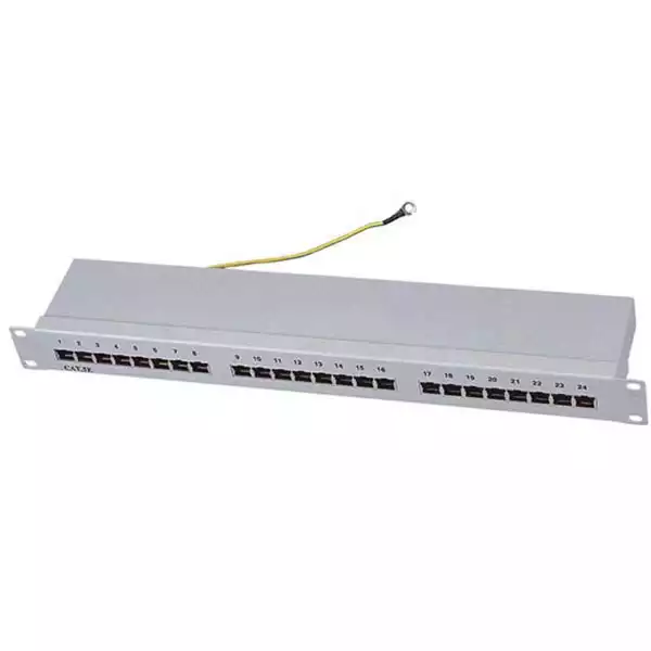 Patch panel 19/1U sa 24 RJ-45 STP kat. 6 Fully Shielded, Krone LSA, držač kablova sa zadnje Slika 1