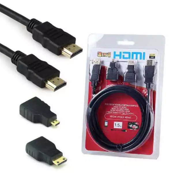 Kabl HDMI + adapteri Micro i Mini HDMI 1.5m Kettz Slika 1