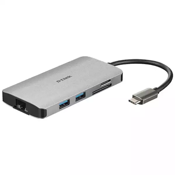 USB HUB DLink DUB-M810 USB-C HDMI 4K/USB A 3.0x3/RJ45/SD-microSD Slika 1