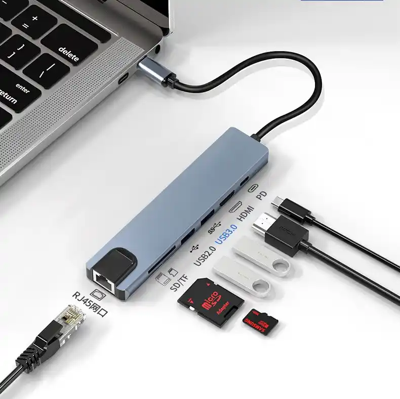 Adapter konverter TIP C 7/1 USB 3.0x2/Ethernet RJ45 /HDMI 4K 30HZ/PD/SD/TF Slika 4