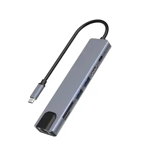 Adapter konverter TIP C 7/1 USB 3.0x2/Ethernet RJ45 /HDMI 4K 30HZ/PD/SD/TF Slika 1