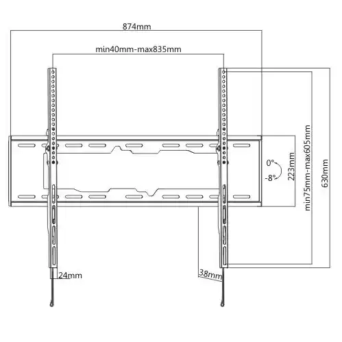 Nosač za TV Kettz TVN-K955 55-90/vesa max 800x600/ tilt Slika 2