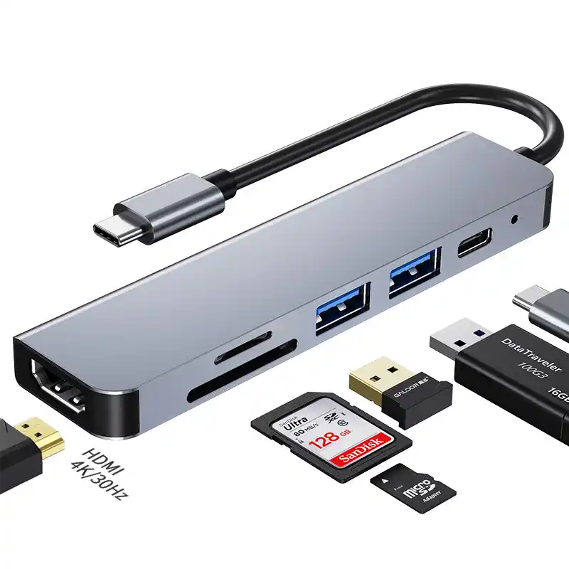 Adapter Tip C 6/1 4K HDMI/USBx2/SD/TF/USB-C/PD 87W KT-601G Kettz Slika 2